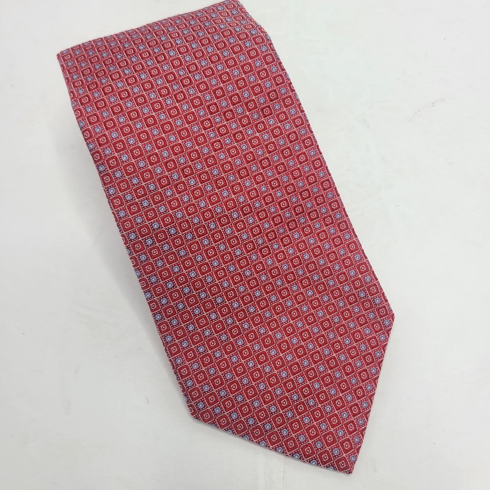 Brooks Brothers Men's Makers and Merchants Silk  Woven Geometric Necktie Red